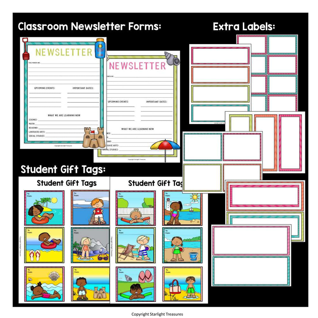 Classroom Decor Pack - Beach and Summer Theme
