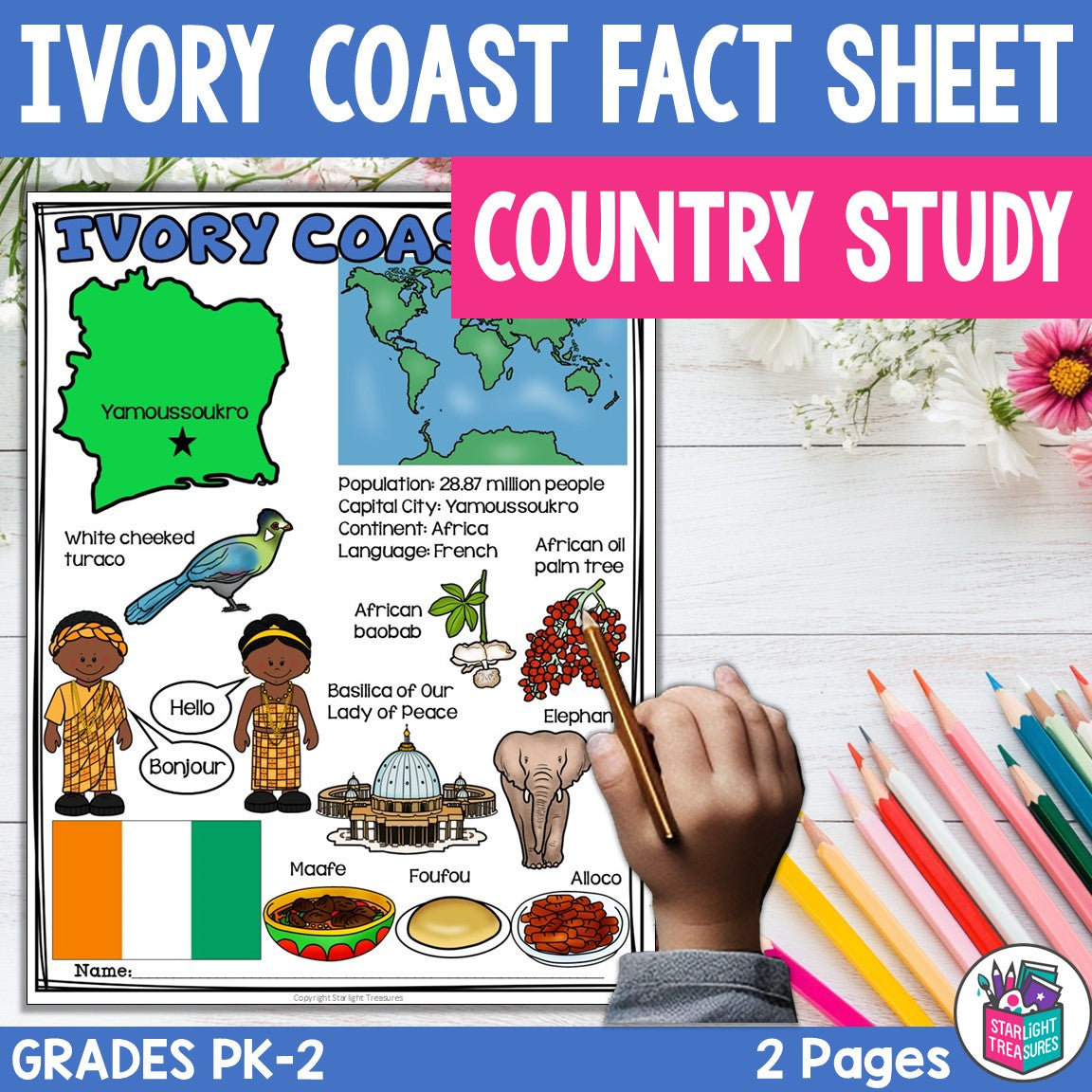 Ivory Coast Fact Sheet for Early Readers - A Country Study, Ivory Coast Study