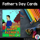 Father's Day Cards to Color - Father's Day Craft Activity, Coloring, Cards