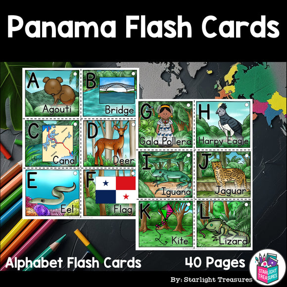 Alphabet Flash Cards for Early Readers - Country of Panama