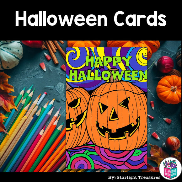 Halloween Cards to Color - Halloween Craft Activity, Coloring, Cards