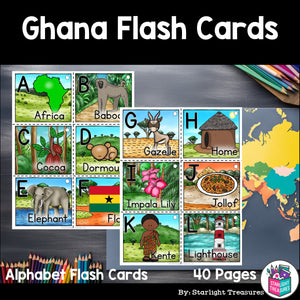 Alphabet Flash Cards for Early Readers - Country of Ghana
