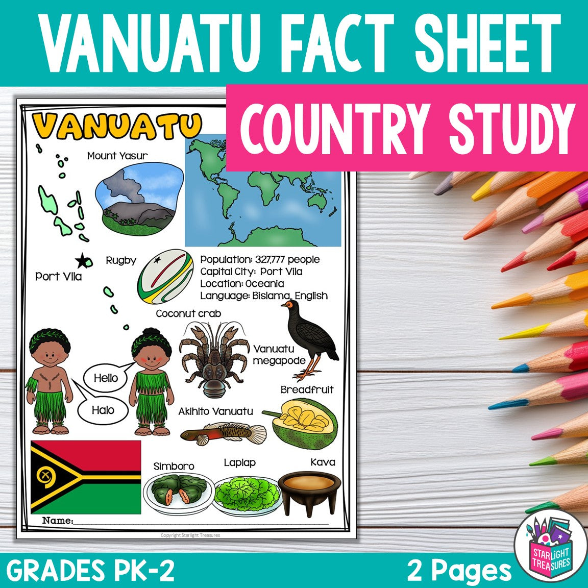 Vanuatu Fact Sheet for Early Readers - Country Study, Vanuatu Country Unit