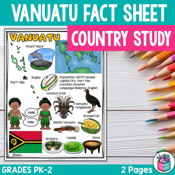 Vanuatu Fact Sheet for Early Readers - Country Study, Vanuatu Country Unit