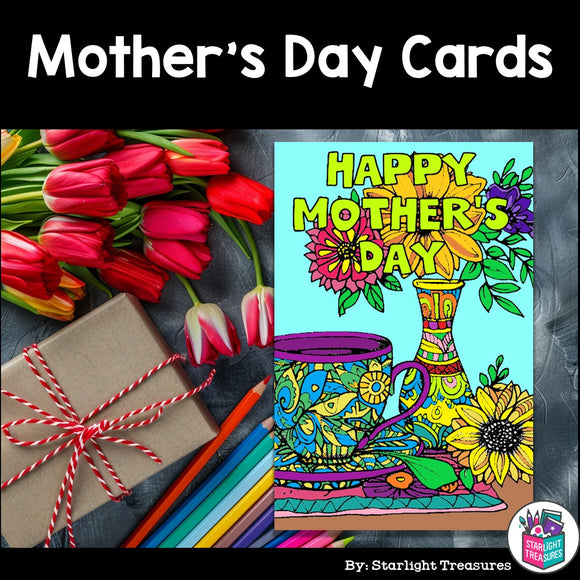 Mother's Day Cards to Color - Mother's Day Craft Activity, Coloring, Cards