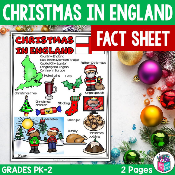 Christmas in England Fact Sheet for Early Readers