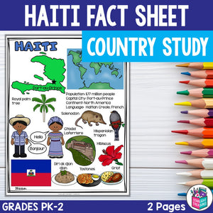 Haiti Fact Sheet for Early Readers - Country Study, Haiti Country Unit Study