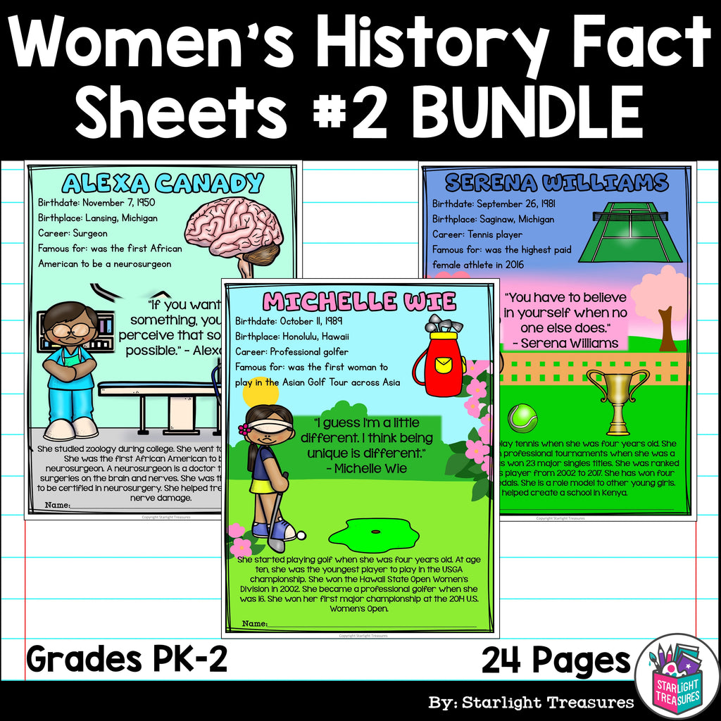 Women's History Month Fact Sheets for Early Readers #2