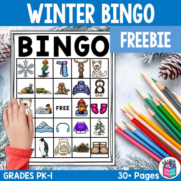 Winter Bingo Cards for Early Readers - Winter Bingo FREEBIE