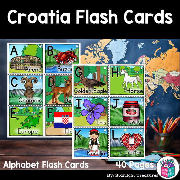 Alphabet Flash Cards for Early Readers - Country of Croatia