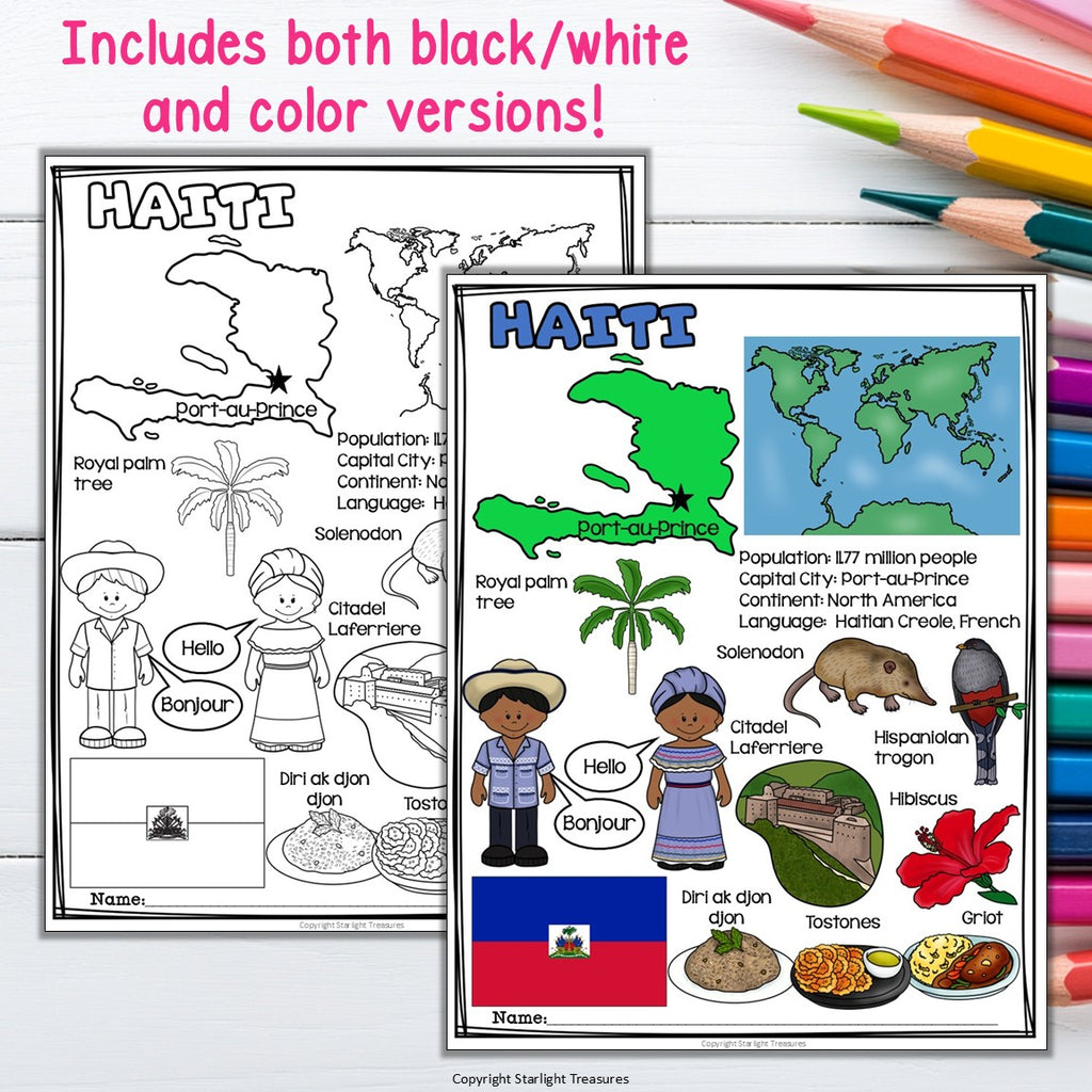 Haiti Fact Sheet for Early Readers - Country Study, Haiti Country Unit Study