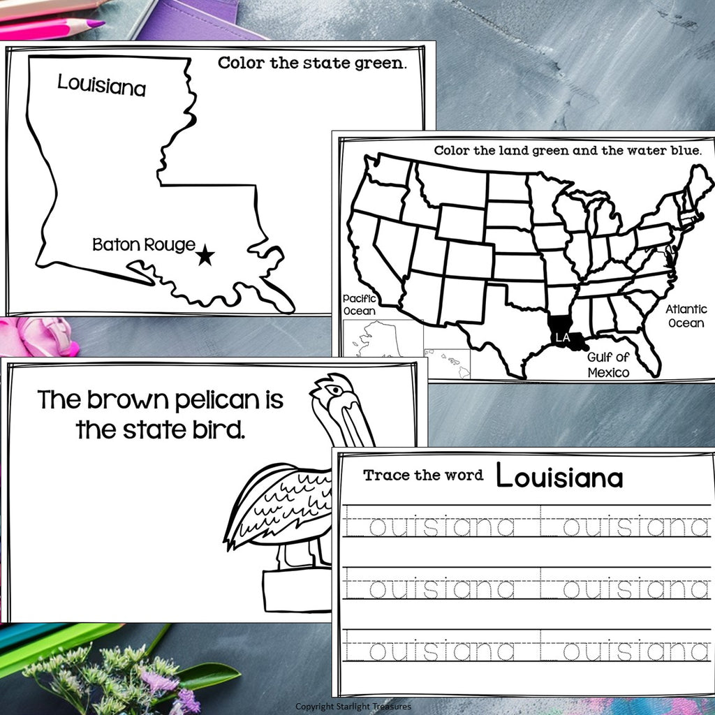Louisiana Mini Book for Early Readers - A State Study