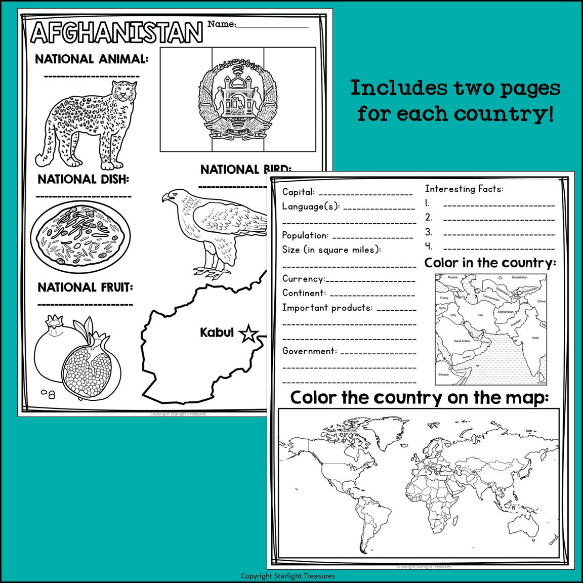 Asia and Middle East Countries Research Posters - Country Research Project