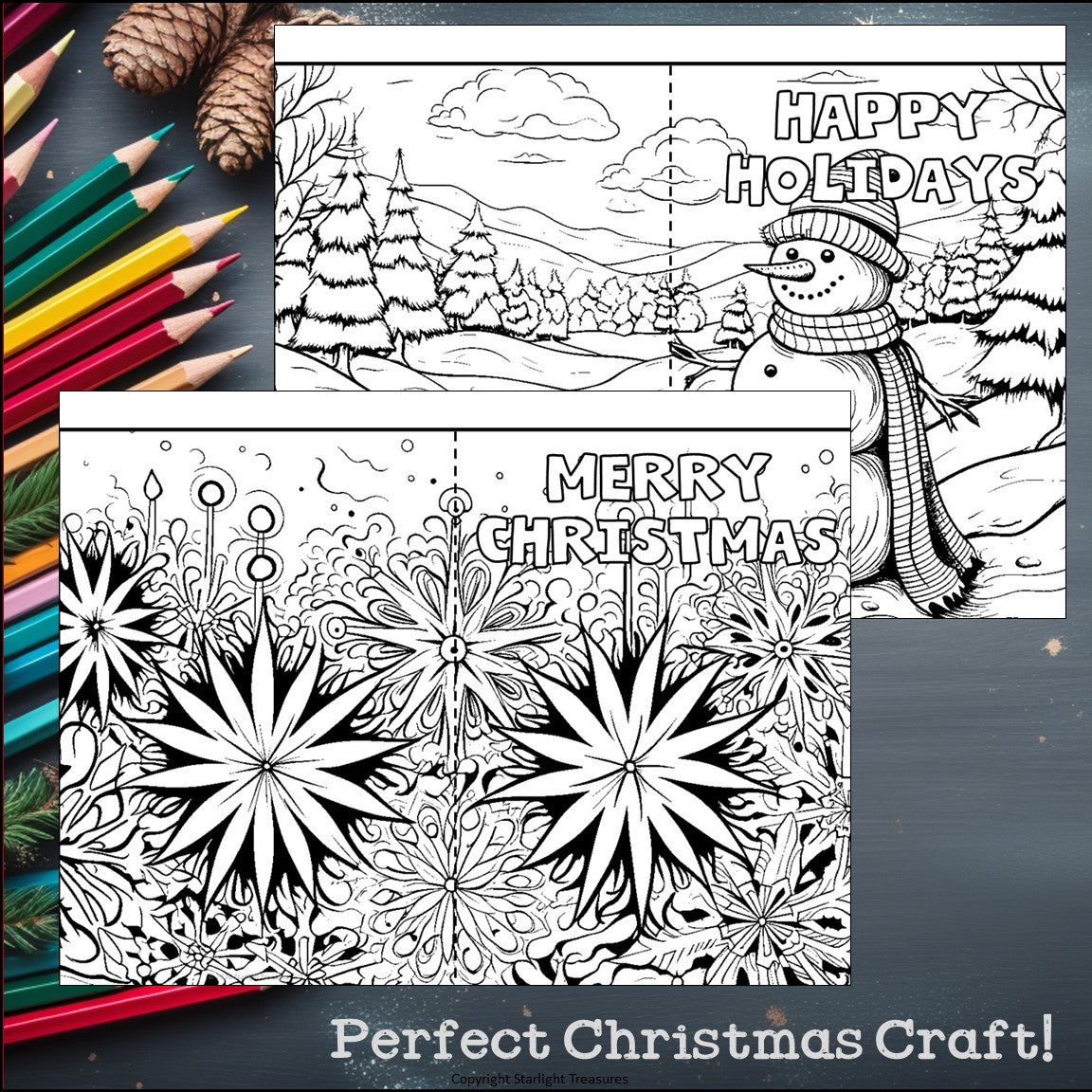 Christmas Cards to Color - Christmas Craft Activities, Holiday Cards, Coloring