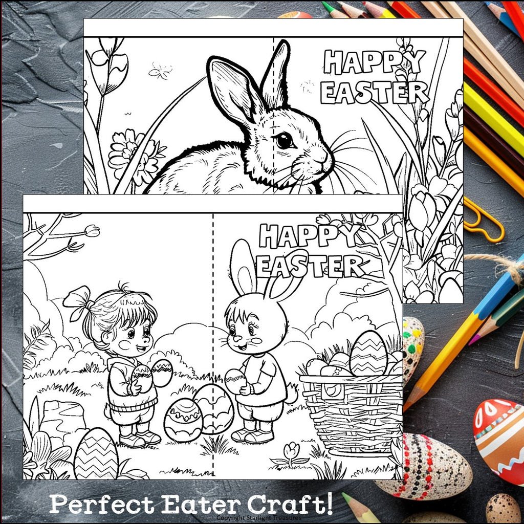 Easter Cards to Color - Easter Craft Activity, Coloring, Cards