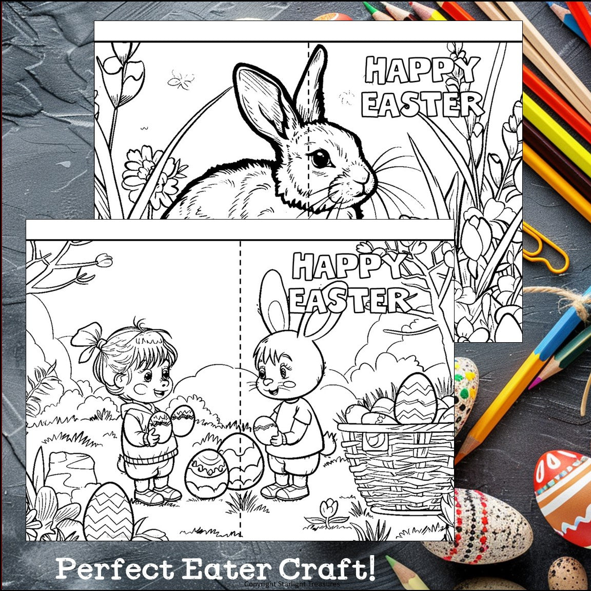 Easter Cards to Color - Easter Craft Activity, Coloring, Cards