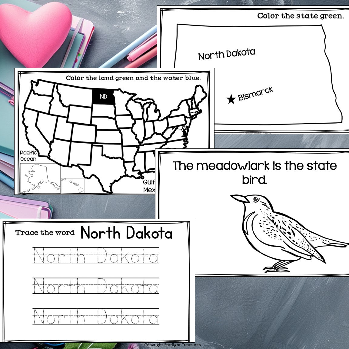 North Dakota Mini Book for Early Readers - A State Study