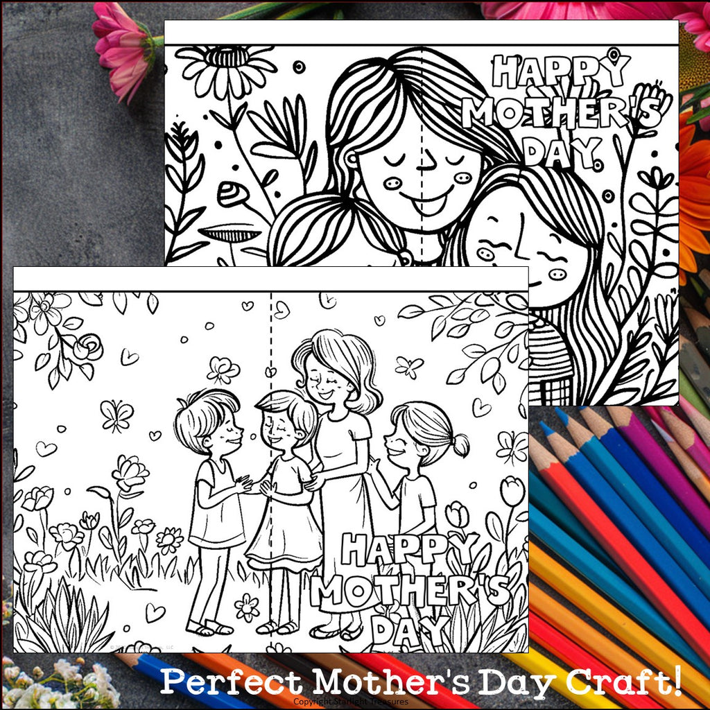 Mother's Day Cards to Color - Mother's Day Craft Activity, Coloring, Cards