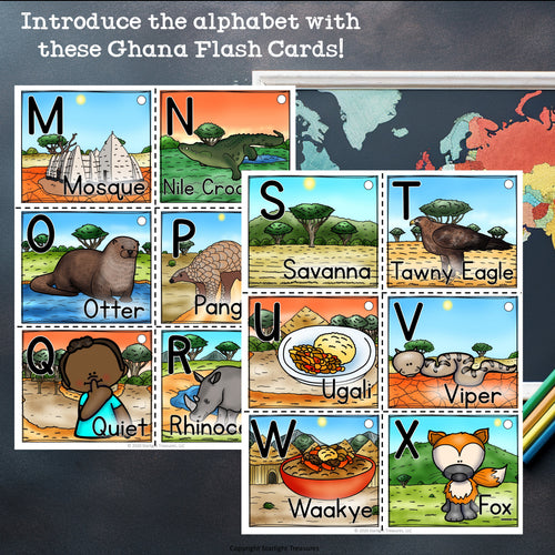 Alphabet Flash Cards for Early Readers - Country of Ghana