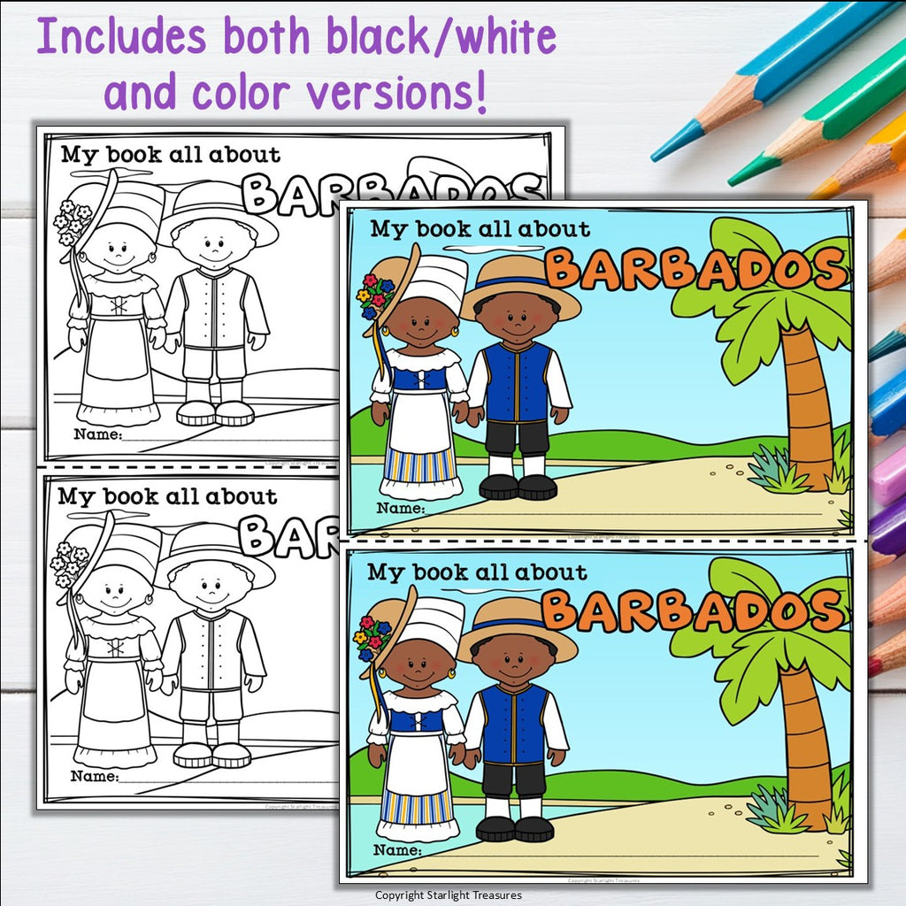 Barbados Mini Book for Early Readers - All About Barbados Country Study Activity