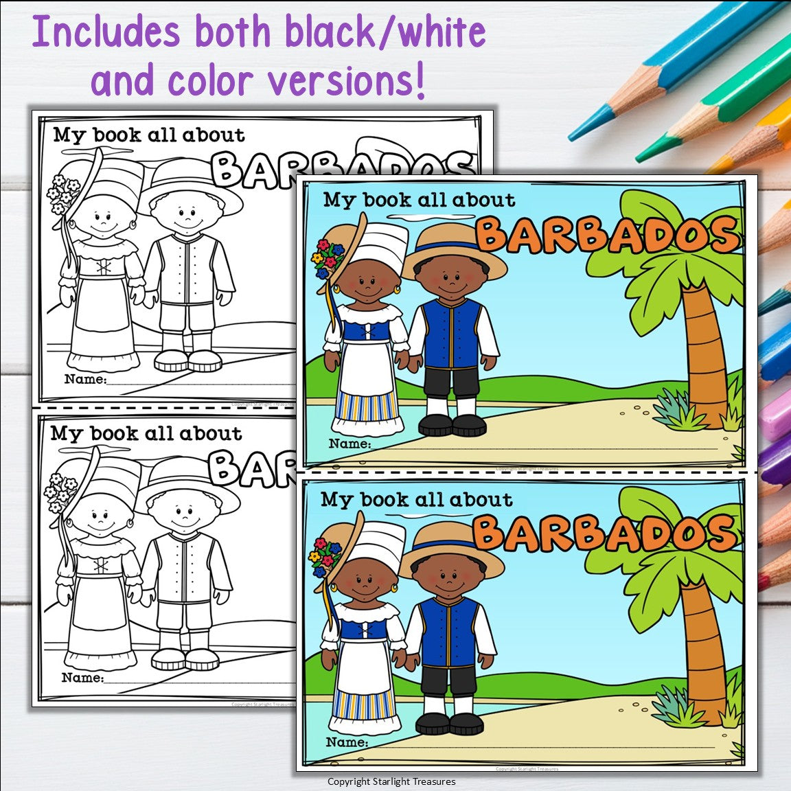 Barbados Mini Book for Early Readers - All About Barbados Country Study Activity