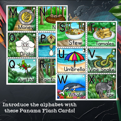 Alphabet Flash Cards for Early Readers - Country of Panama