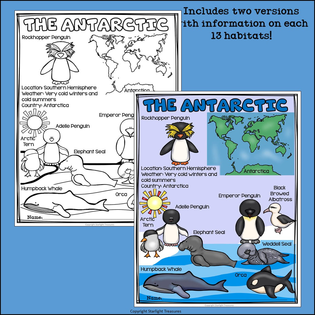 Arctic and Antarctic Animal Habitats Fact Sheets for Early Readers