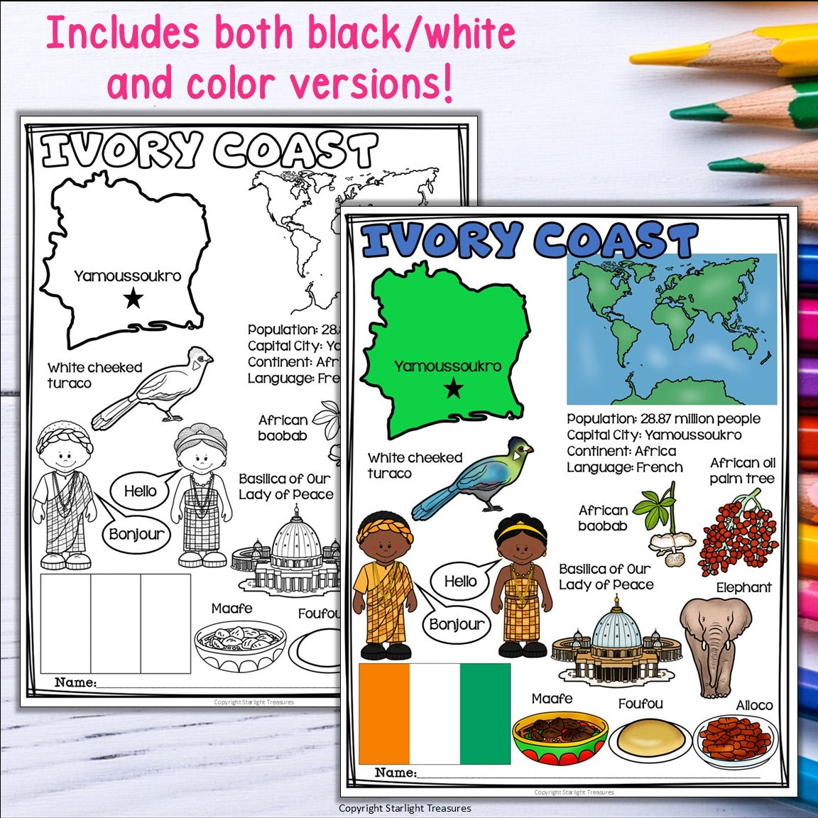 Ivory Coast Fact Sheet for Early Readers - A Country Study, Ivory Coast Study
