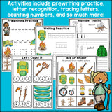 Camping Pre-K Kindergarten Worksheets for Early Readers - Summer Camp, Hike