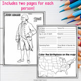 US Presidents Research Posters, Coloring Pages - Biography Research Project