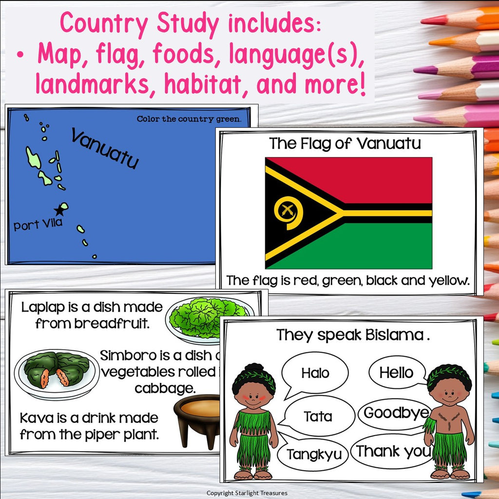 Vanuatu Mini Book for Early Readers - A Country Study, Vanuatu Country Study