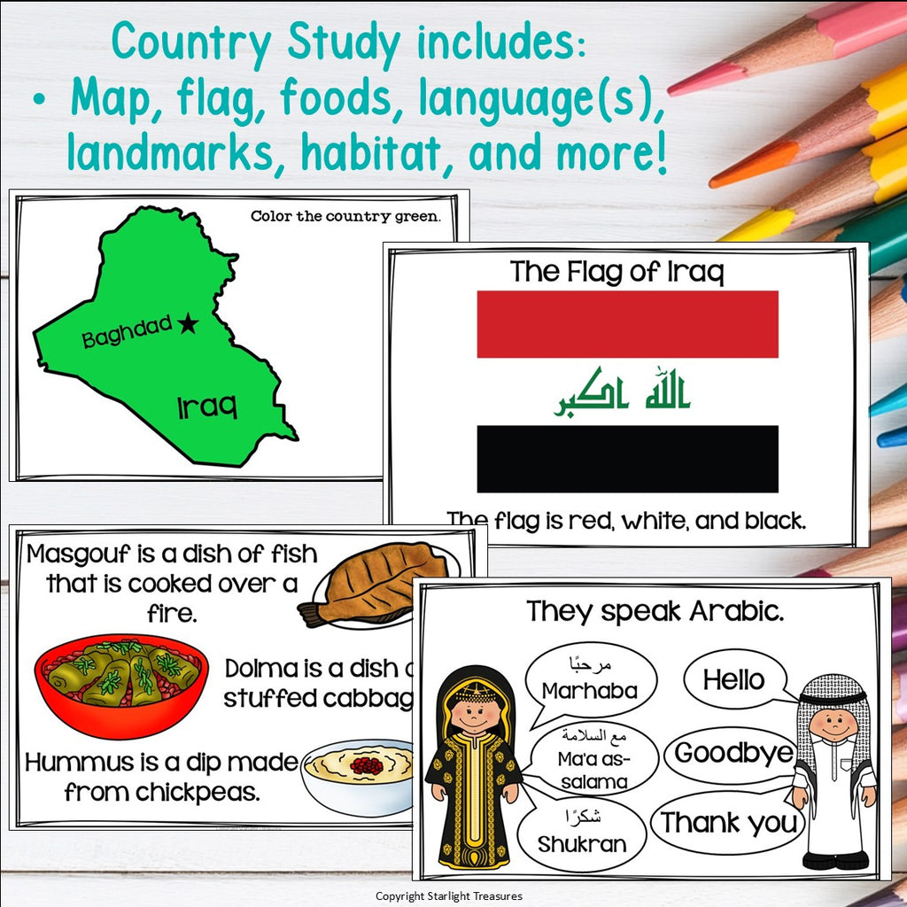 Iraq Mini Book for Early Readers - All About Iraq Country Study Activity Unit