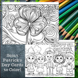 Saint Patrick's Day Cards to Color - Saint Patrick Craft Activity, Card Coloring