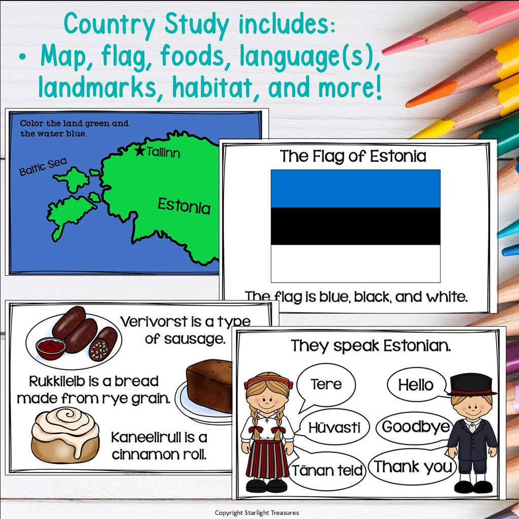 Estonia Mini Book for Early Readers - All About Estonia Country Study Unit