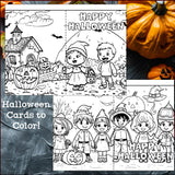 Halloween Cards to Color - Halloween Craft Activity, Coloring, Cards