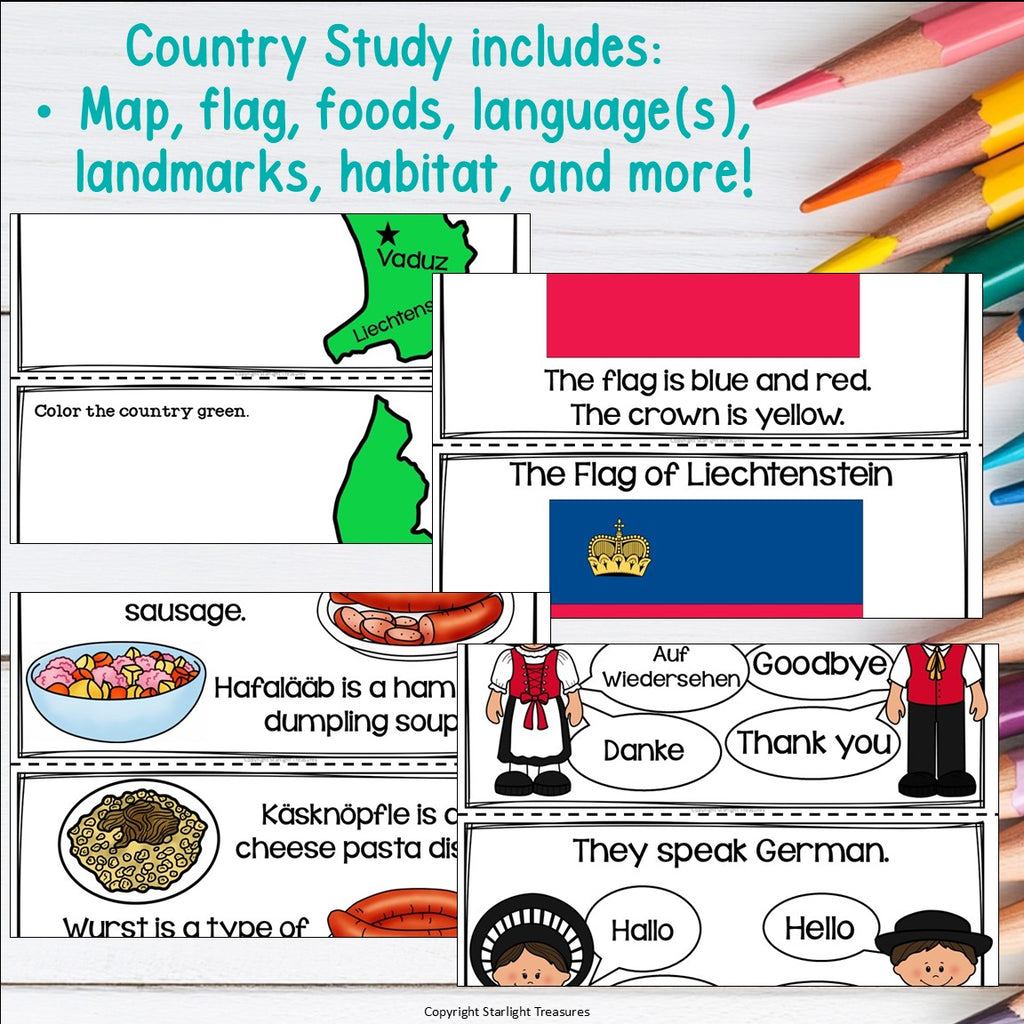 Liechtenstein Mini Book for Early Readers - All About Liechtenstein Country Unit