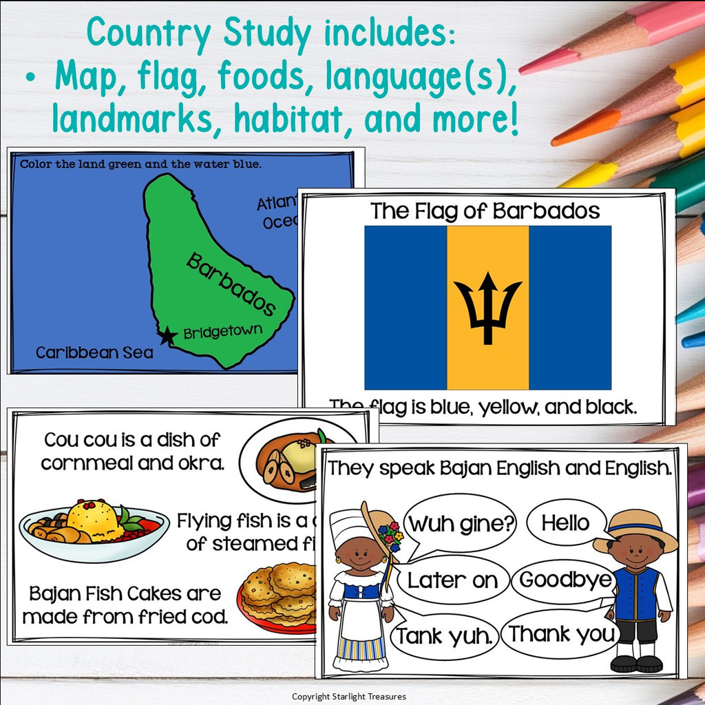 Barbados Mini Book for Early Readers - All About Barbados Country Study Activity