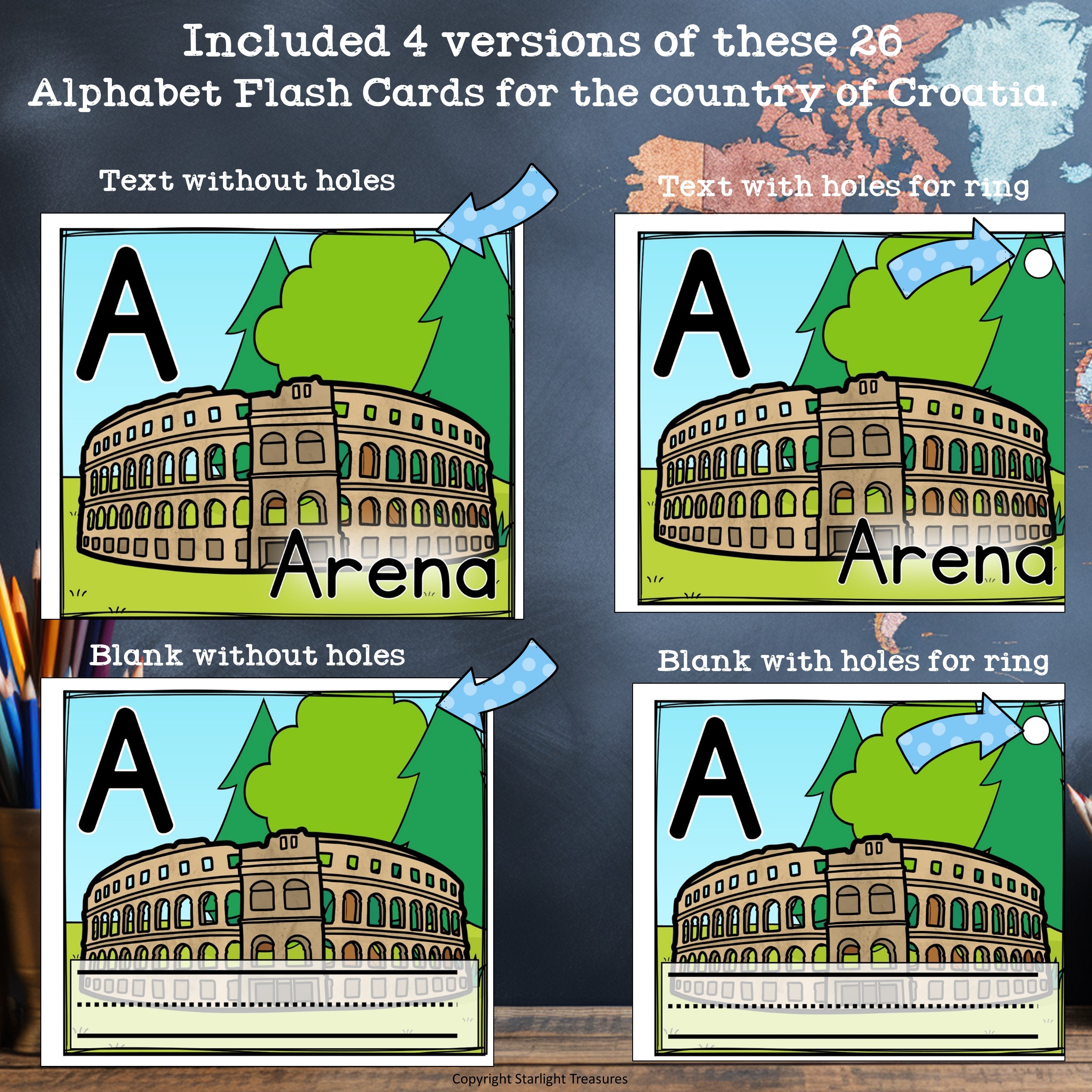 Alphabet Flash Cards for Early Readers - Country of Croatia