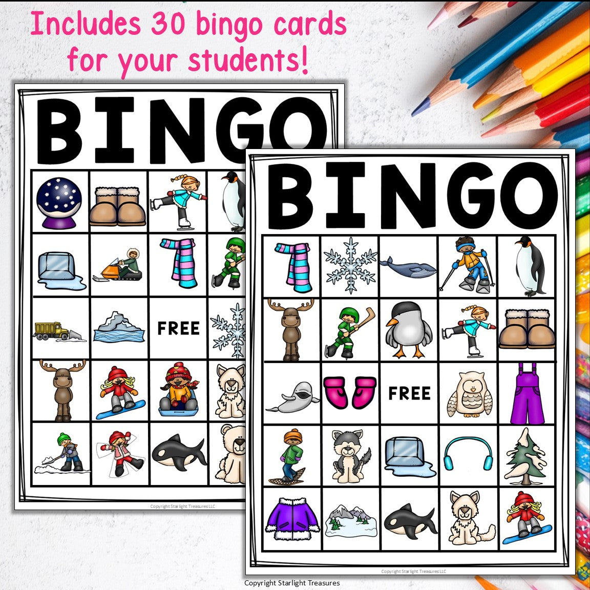 Winter Bingo Cards for Early Readers - Winter Bingo FREEBIE