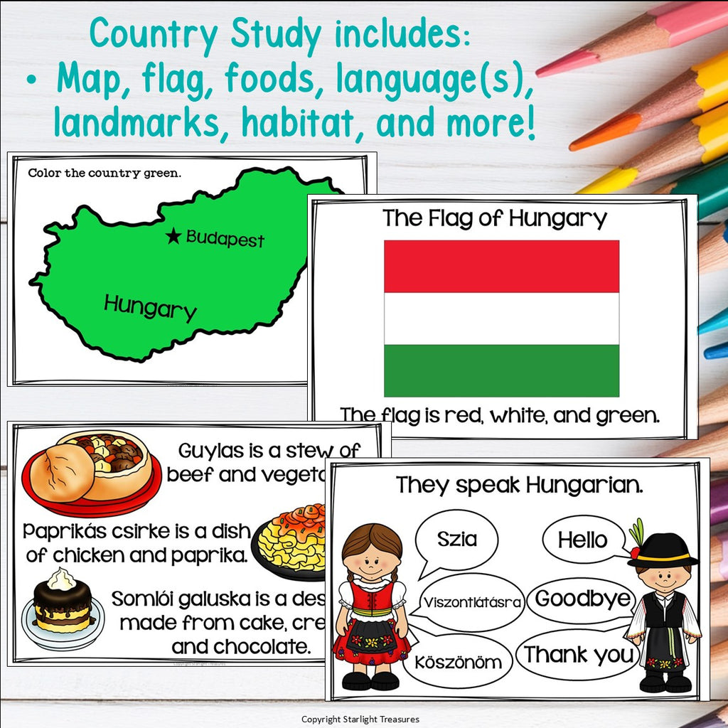 Hungary Mini Book for Early Readers - All About Hungary Country Study Unit