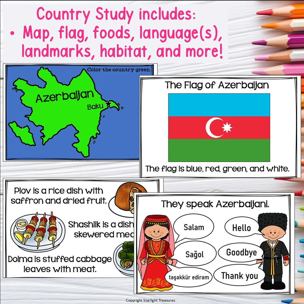 Azerbaijan Mini Book for Early Readers - A Country Study, Azerbaijan Country