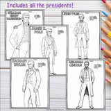 US Presidents Research Posters, Coloring Pages - Biography Research Project