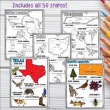 50 States Research Posters, Coloring Pages - US States Research Project