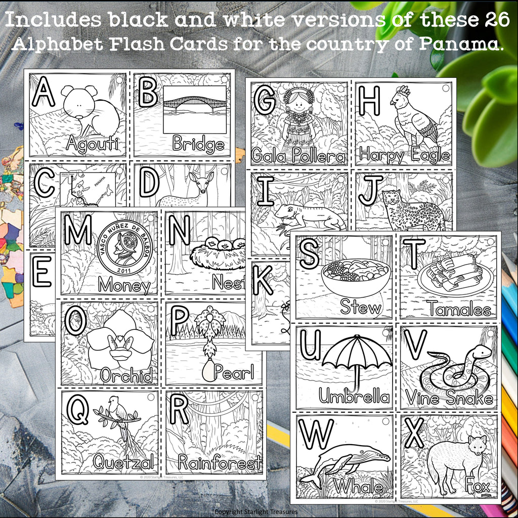 Alphabet Flash Cards for Early Readers - Country of Panama