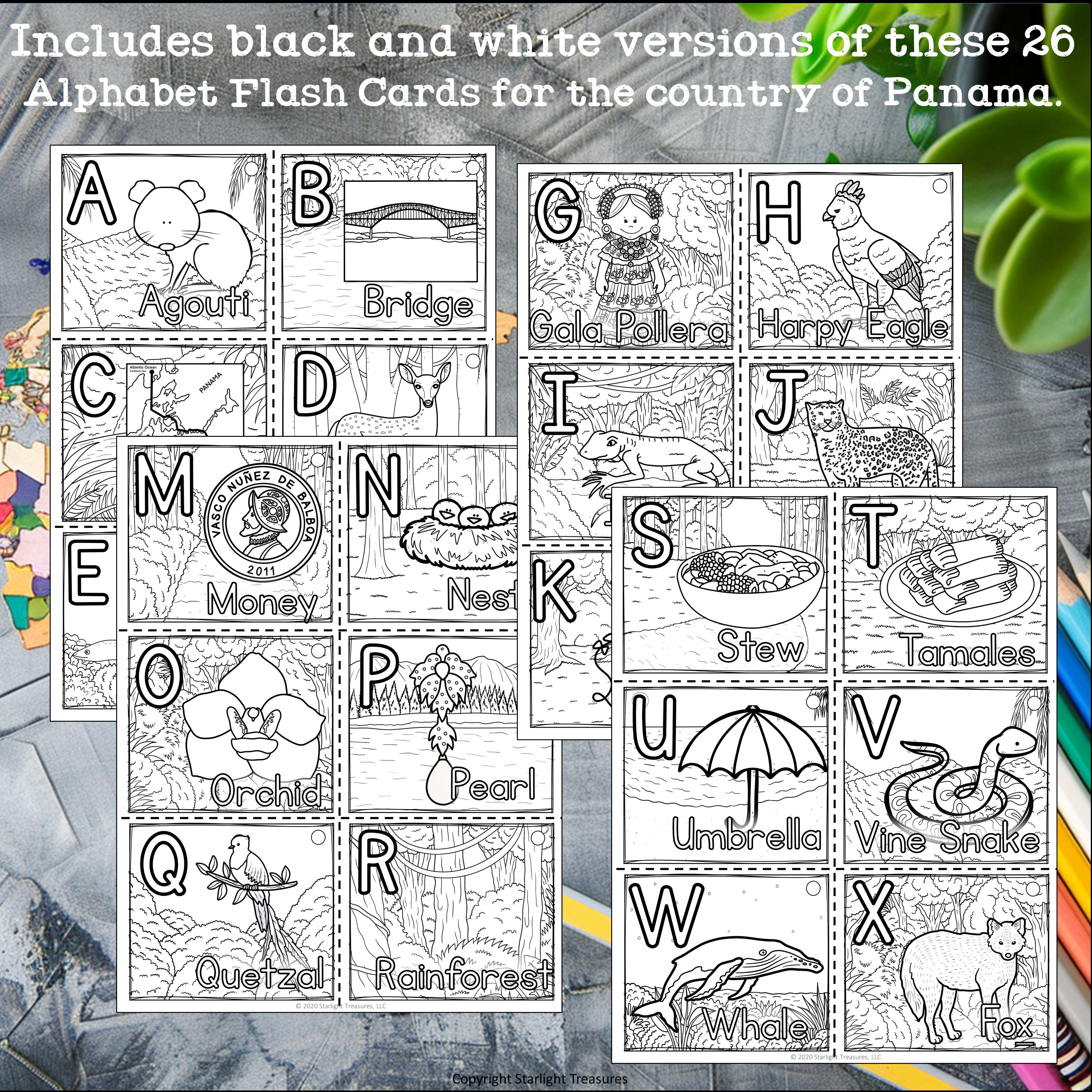 Alphabet Flash Cards for Early Readers - Country of Panama
