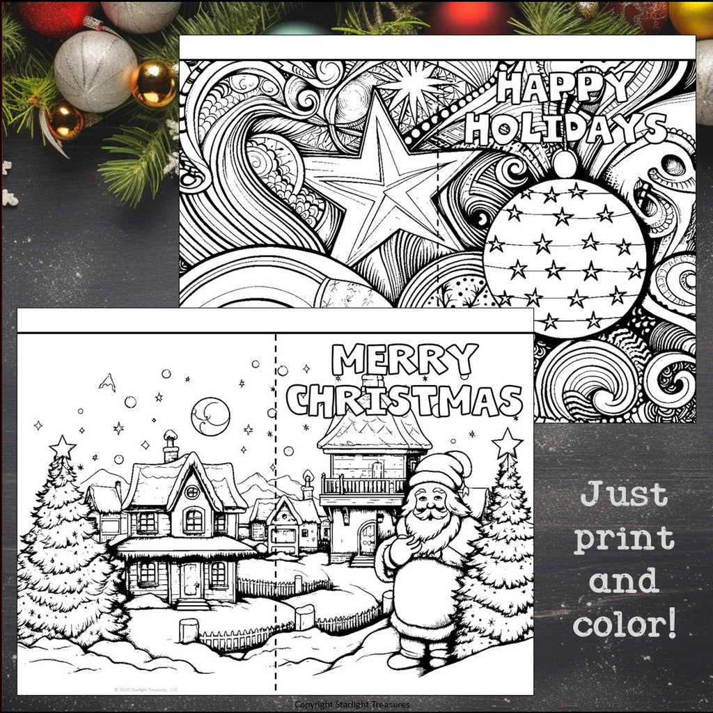 Christmas Cards to Color - Christmas Craft Activities, Holiday Cards, Coloring