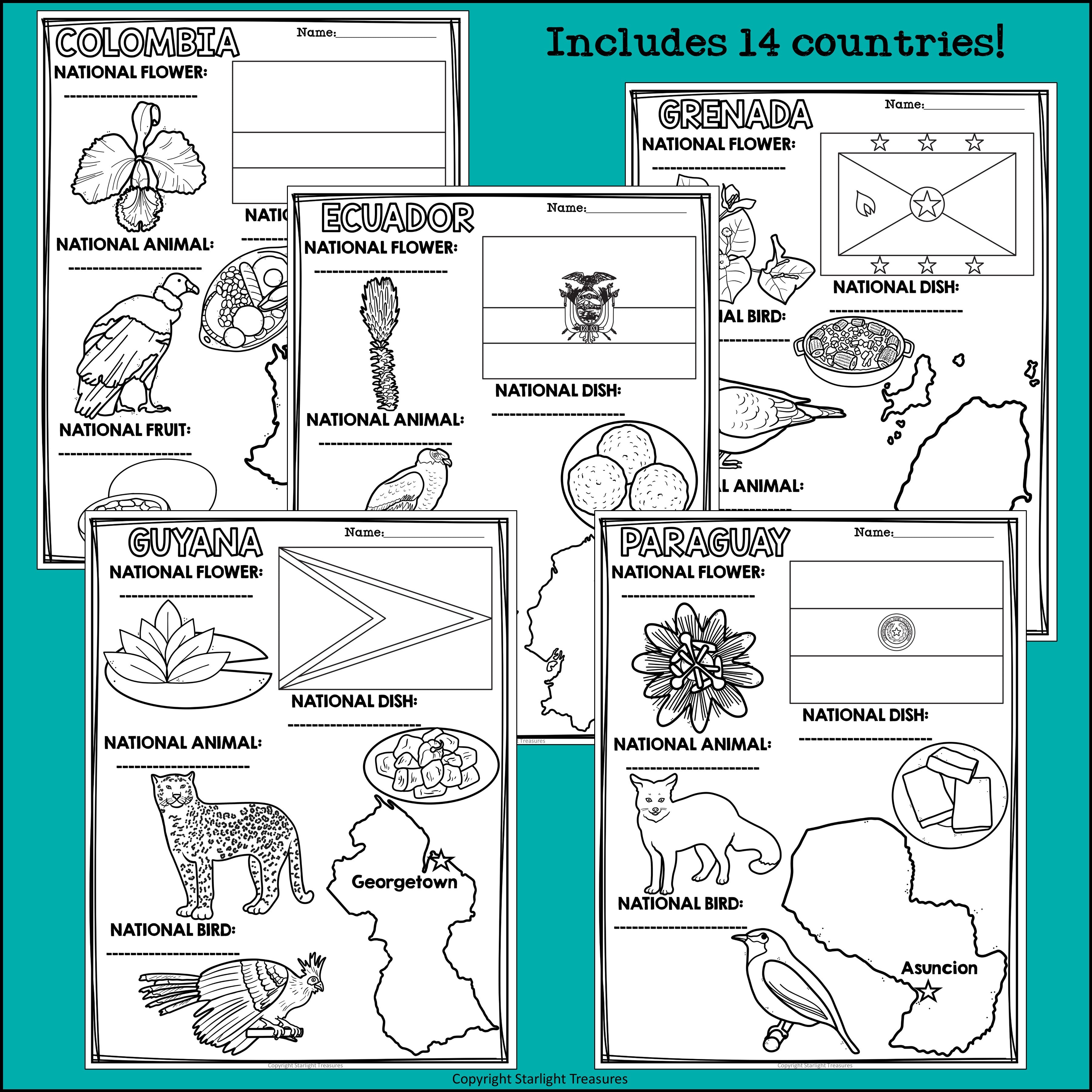 South America Countries Research Posters -  South American Country Posters