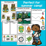 Camping Pre-K Kindergarten Worksheets for Early Readers - Summer Camp, Hike