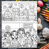 Easter Cards to Color - Easter Craft Activity, Coloring, Cards