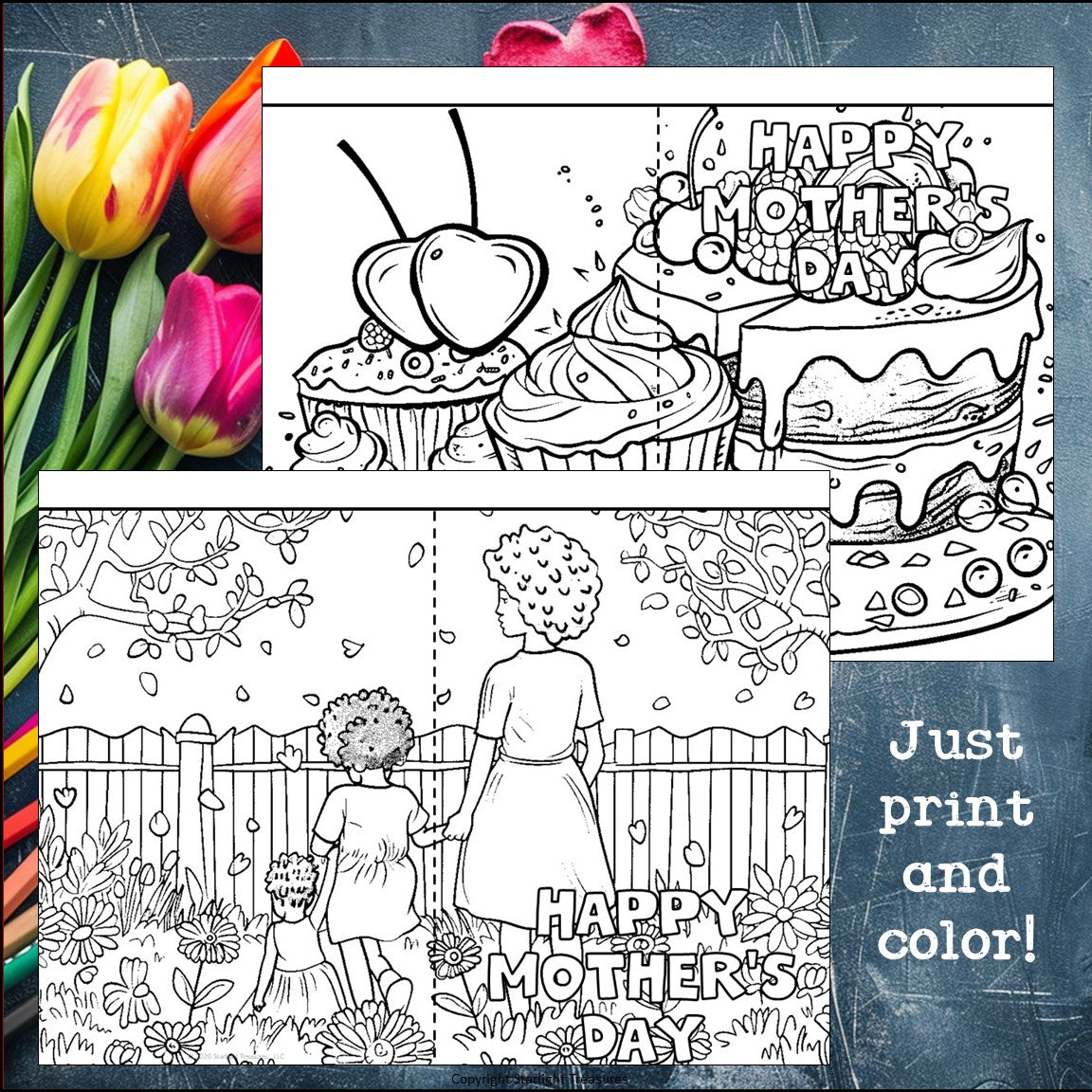 Mother's Day Cards to Color - Mother's Day Craft Activity, Coloring, Cards